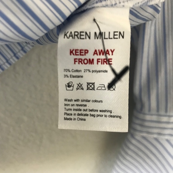 Karen Millen Pleated Striped Ruffle US 6/UK 10 Long Sleeve Button Up Shirt NWOT - Picture 12 of 12